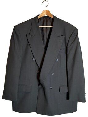 Vtg Pierre Balmain Double Breasted Sport Coat Suit Jacket Blazer Men's 44S Gray